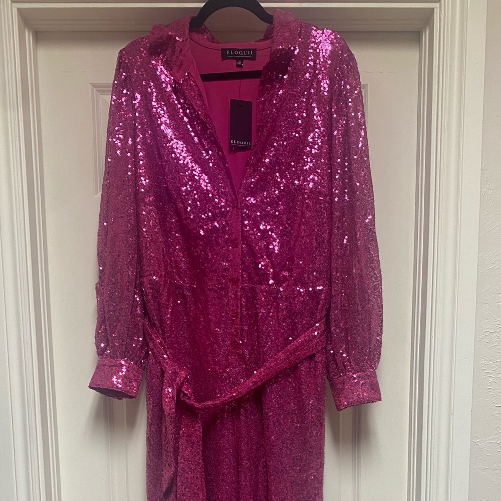 NWT pink sequin jumpsuit